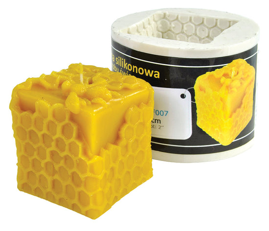 Cube with Beeswax and Bees Silicon Candle Mould